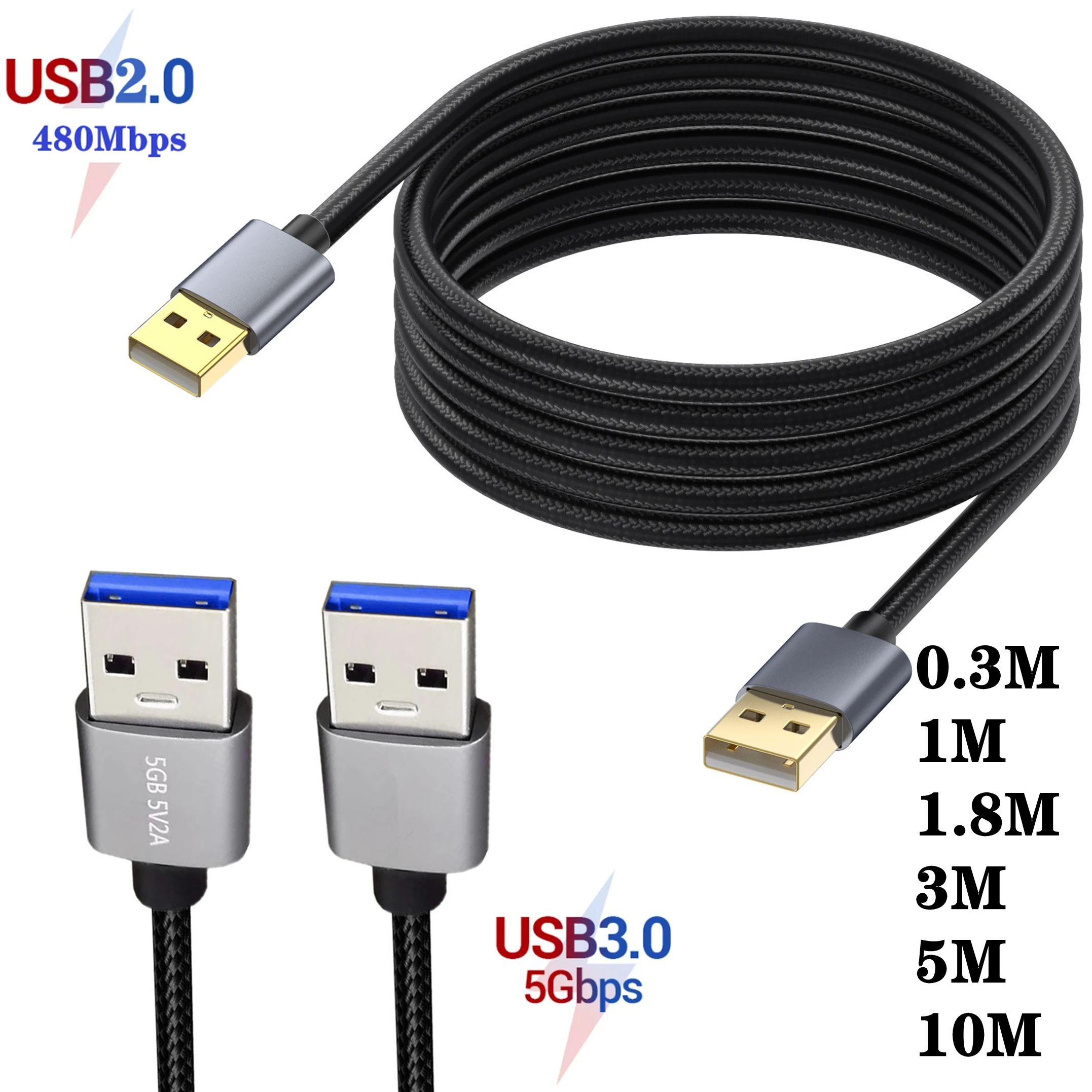 10M 5M USB-auf-USB-Verlängerungskabel Typ A Stecker auf Stecker Extender für Xiaomi Kühler Festplatte Webcom Kamera PC USB-Kabelverlängerung