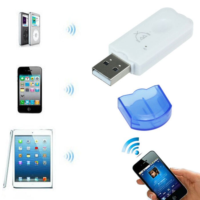 Blauer kabelloser usb-bluetooth-audio-musikempfänger-adapter für iphone, multifunktional für pc