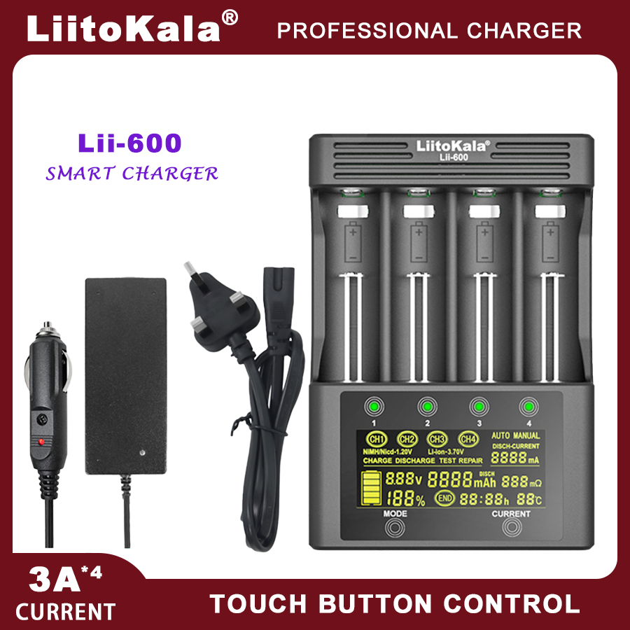 Liitokala Lii-500 Lii-600 3.7V 18650 18350 18500 16340 17500 26650 1.2V AA AAA NiMH Detection Capacity Lithium Battery Charger: Other