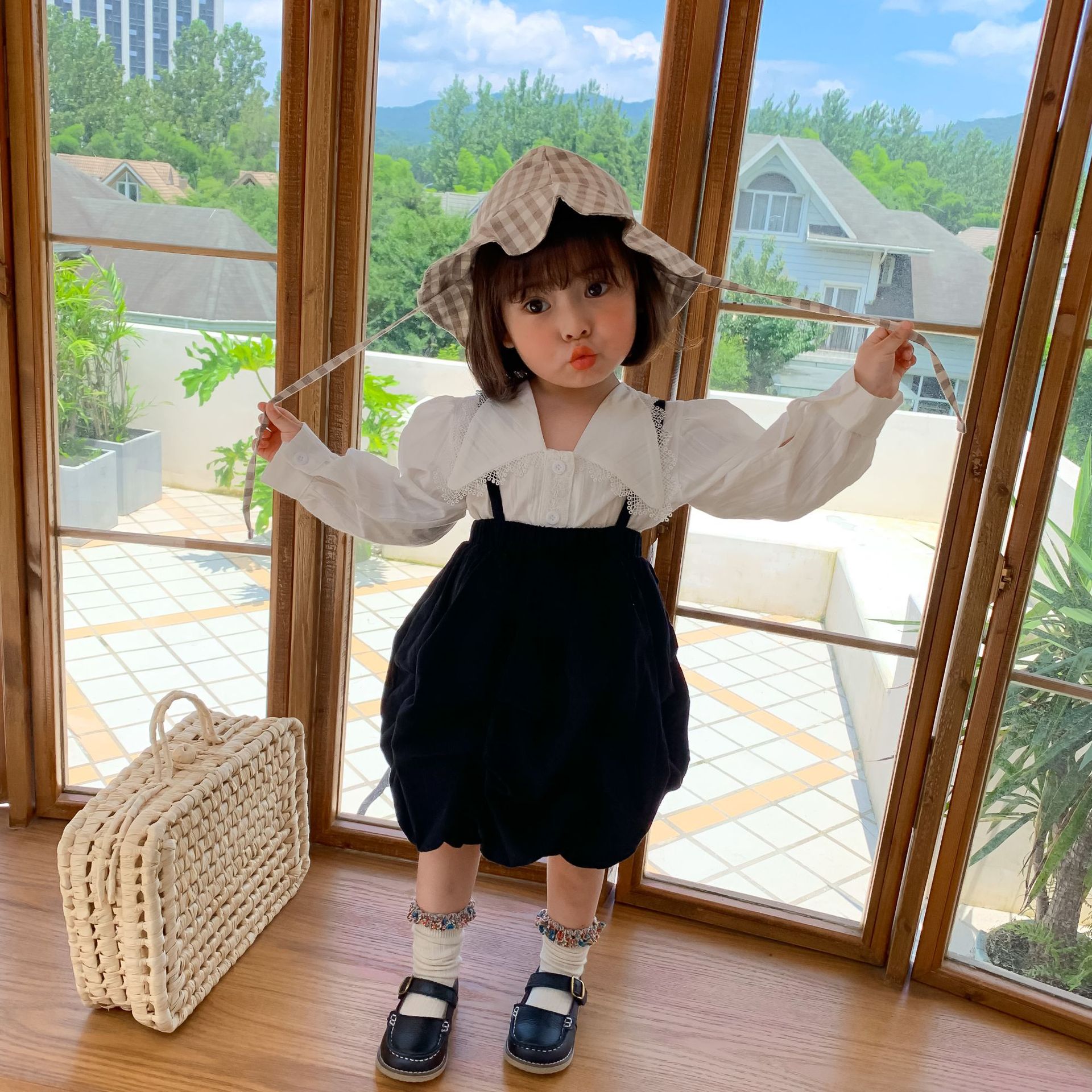 Meisjes Herfst Kant Kraag Shirt Baby Meisje Lange Mouwen Blouses Peuter Kids Effen Kleur All-Match katoen Mode Tops