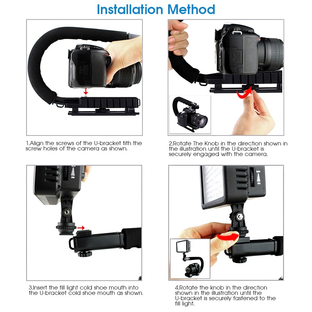 U-Shaped Camera Handheld Stabilizer Holder Camera Steady Mount Hand Grip C Stabilize Holder for DV SLR Action Camera Photography