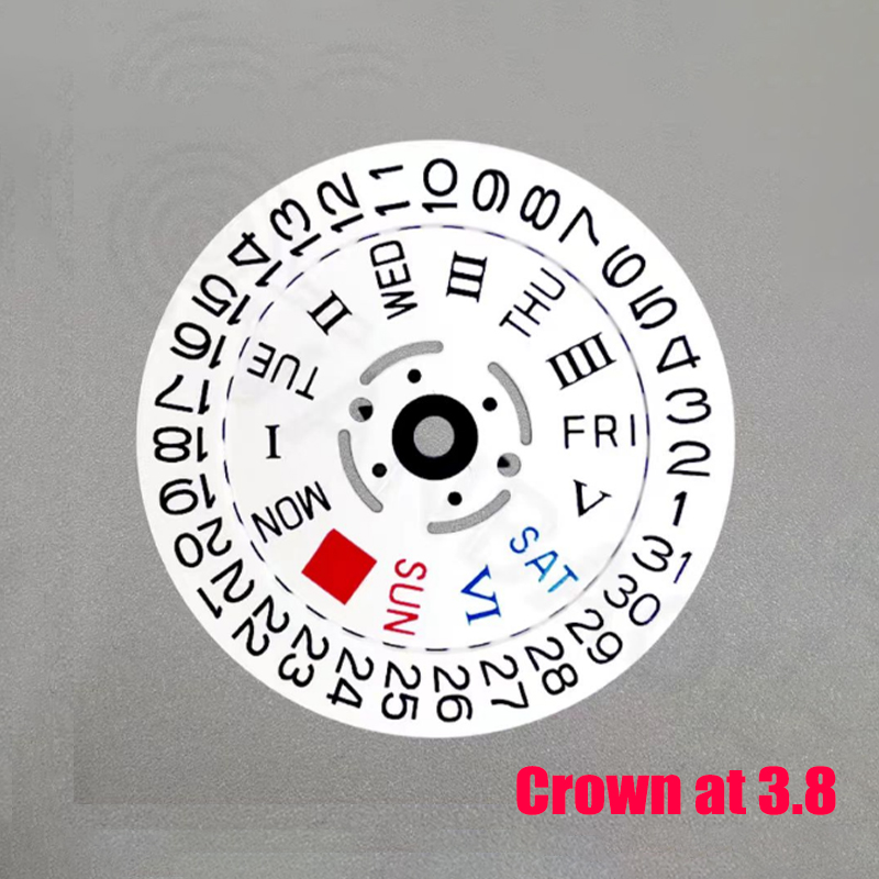 Black Roman NH35 NH36 Movement Wheel Dial Fits For NH35 NH36 Automatic Movement Crown at 3.0/3.8 oclock Date Week Wheel Dial: Ivory