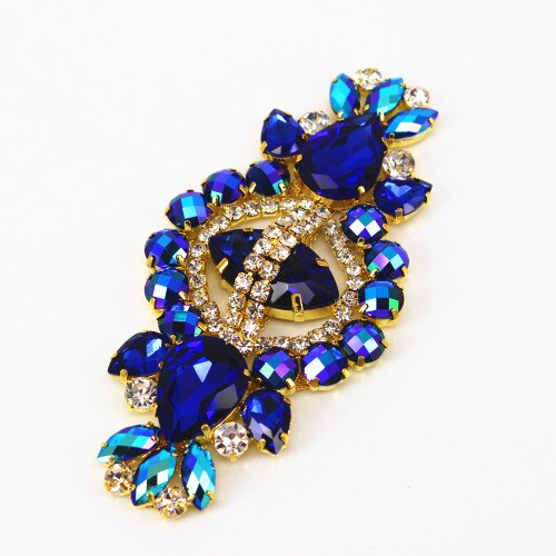 12*5.8 cm bandeau de mariée strass Applique pour wedidng robe sac décorations or mariage ceinture ceinture strass vert appliques: blue AB applique