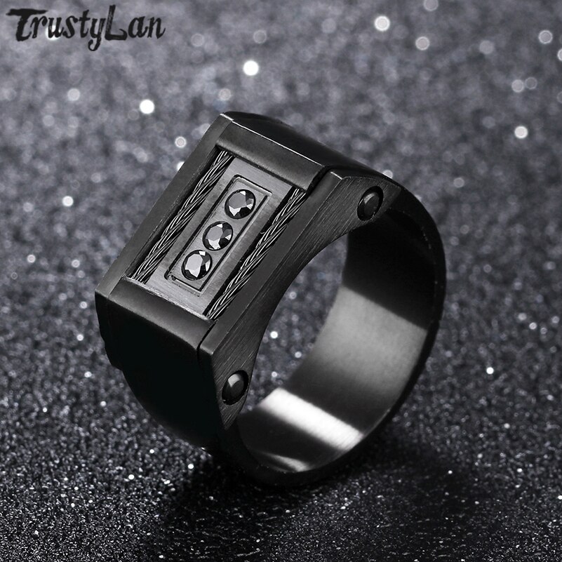 Ringer mann retro svart rustfritt stål herre finger ring mannlig vennskap smykker 11mm bred bryllup band