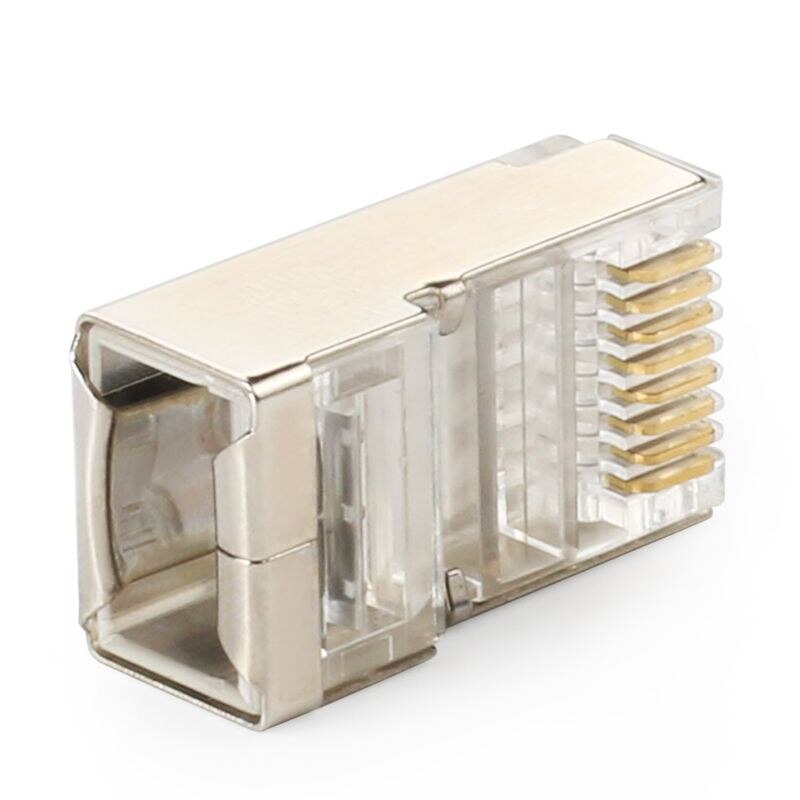 Shielded RJ45 Connector CAT5E CAT6 Crimp Ethernet Connector STP 8P8C Modular Crystal Head Plugs 100 Pieces: Default Title