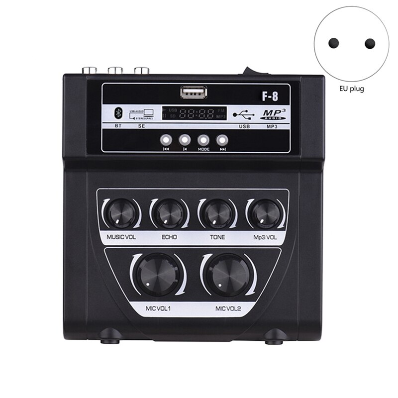 Quente-bluetooth o dj mixer casa mixer amplificador de microfone ao ar livre pequeno mixer com 2 microfone