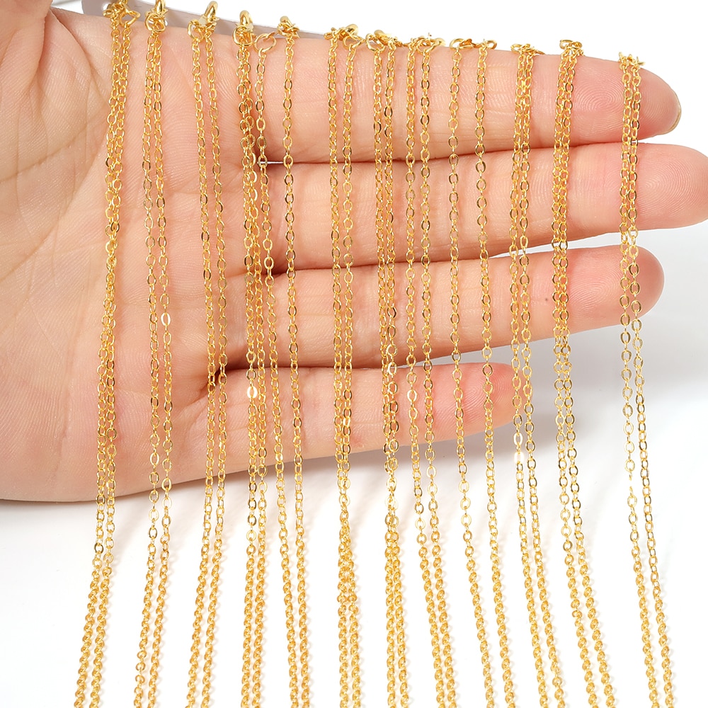 12st Halskette Gliederkette 40cm Länge Hummer-Haken-Metall Feine Panzerkette DIY Zubehör für Handwerk Schmuckherstellung: Simple chain-gold