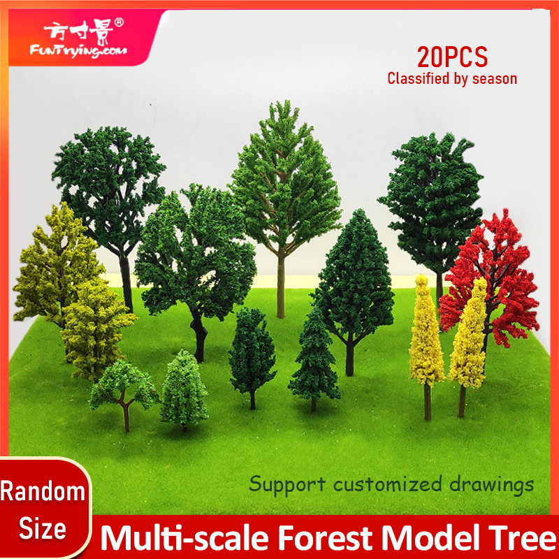 20 Stks/partij Model Groene Bomen Gemengde Draad En Plastic Model Landschap Trein Layout Tuin Landschap Mini Model Boom Mystery Dozen