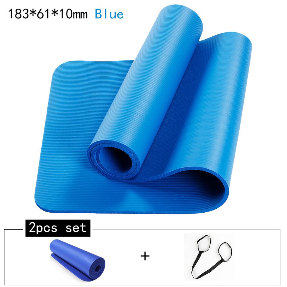 1830*610mm NBR and EVA Environmental Sports Yoga Mat For Beginner Non Slip Massage Mat Solid Color Exercise Gym Mat for Fitness: 2pcs Blue 10mm