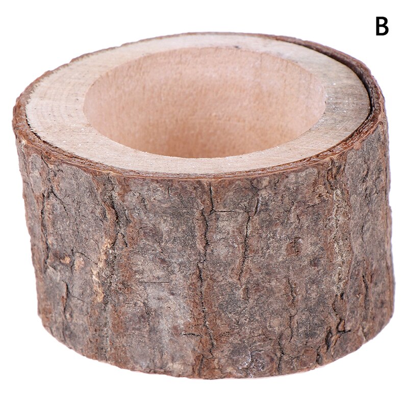 Maceta de madera creativa de 1 pieza para jardinera suculenta, soporte de vela, maceta de interior, adorno decorativo: B
