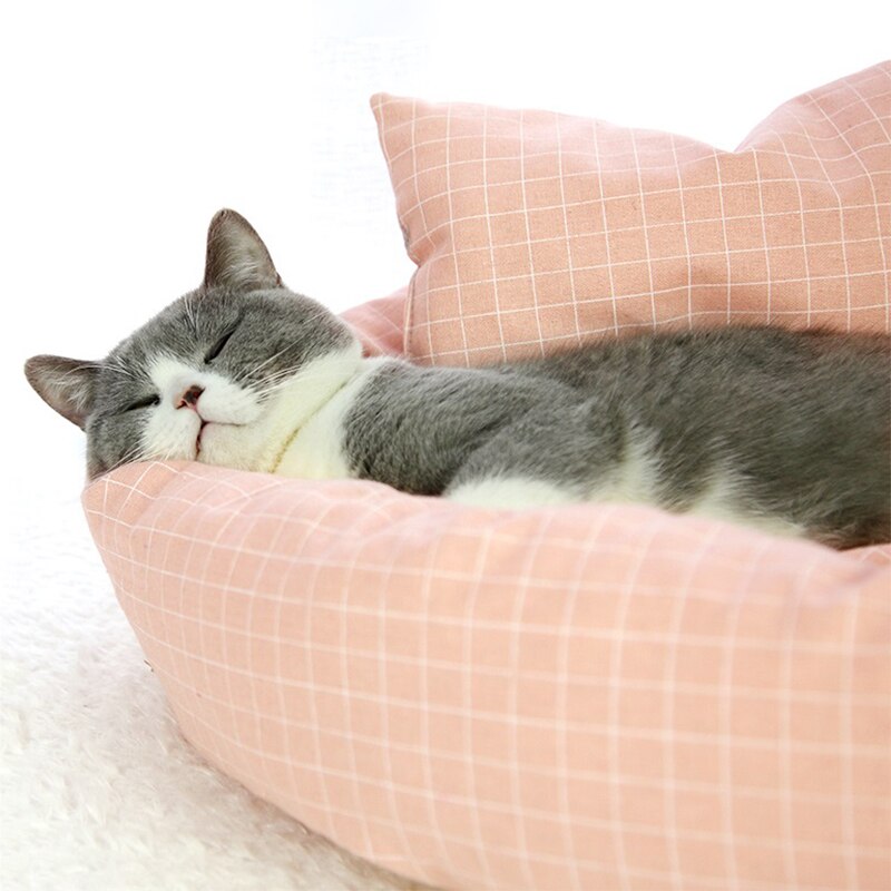 BBmf Winter Warm Cat Bed House Pet Cat Lounger Sofa Egg Tart Shaped House PP Cotton Cat Bed Soft Plush Cat Mats Big Basket