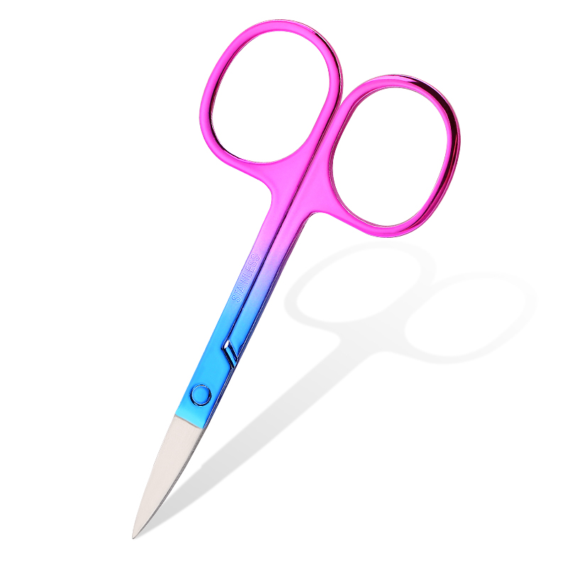 Ciseaux à sourcils en acier inoxydable, coupe-cils, pour le visage, le nez, épilateur, manucure, cuticules, beauté, outils de maquillage, 1 pièces: Violet