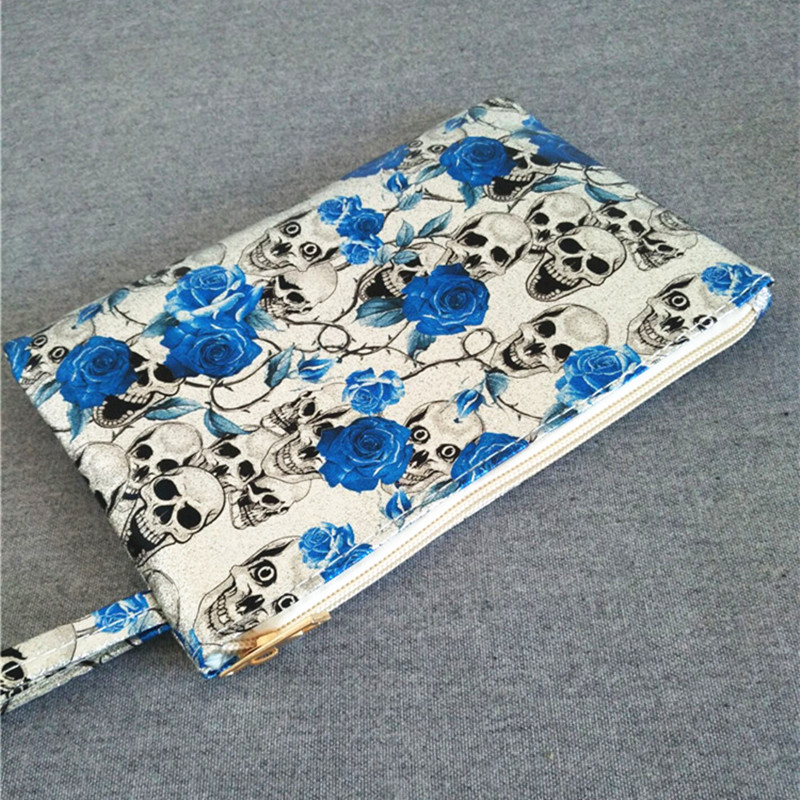Yile lady pu handtas portemonnee tas bloemen schedel 0963