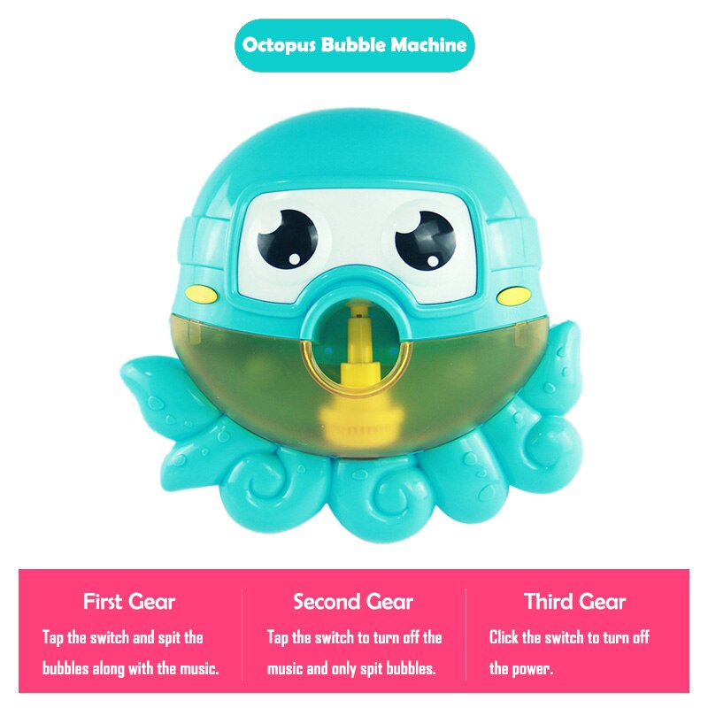 Bubble Crab Bath Toy Bubble Machine Crabs Frog Music Bathtub Soap Automatic Bubble Maker Bathroom for Toddlers Baby Kid Toy: Octopus No Box A