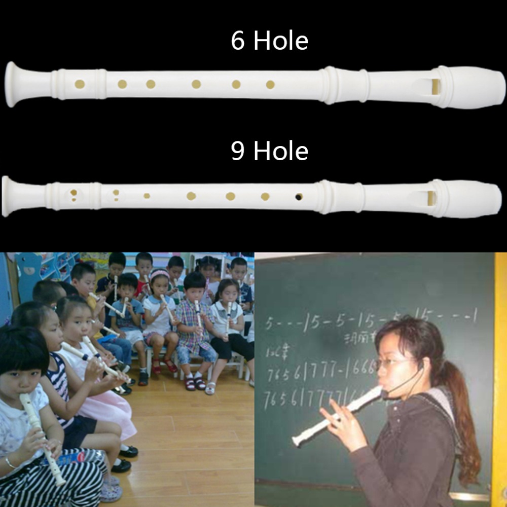 Portable Size White ABS Resin Instrument Musical Soprano Recorder Long Flute Fingering for Kids Instrument Beginners