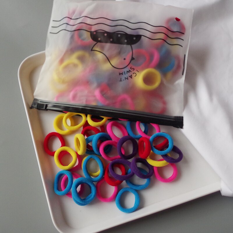 100 Pcs Child Colorful Elastic Hair Band Girl Kid Scrunchy Small Ring Rubber Ponytail Holders Tie Gum Hair Accessories