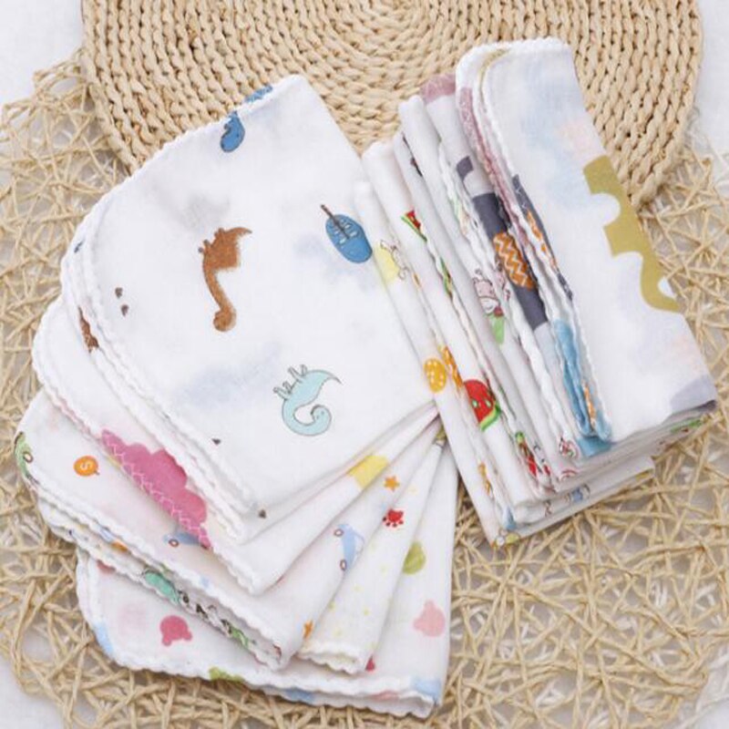 5Pcs Mini 100% Katoen Gedrukt Cartoon Zakdoek Vierkante 30Cm Handdoek Kinderen Zakdoeken Kinderen Washandje Keuken Handdoek