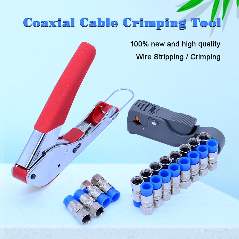 Outest  rg59/rg6 koaksialkabel krympetang + kabelskærer coax + koaksialkabelkobler netværkskabelværktøj