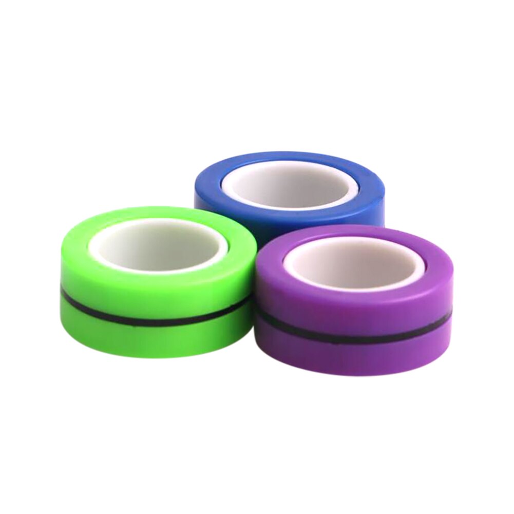 3PCS Anti-Stress Magnetic Magic Rings Unzip Toys For Magician Trick Props Decompression Magic Trick Small Ornaments: Blue Green Purple