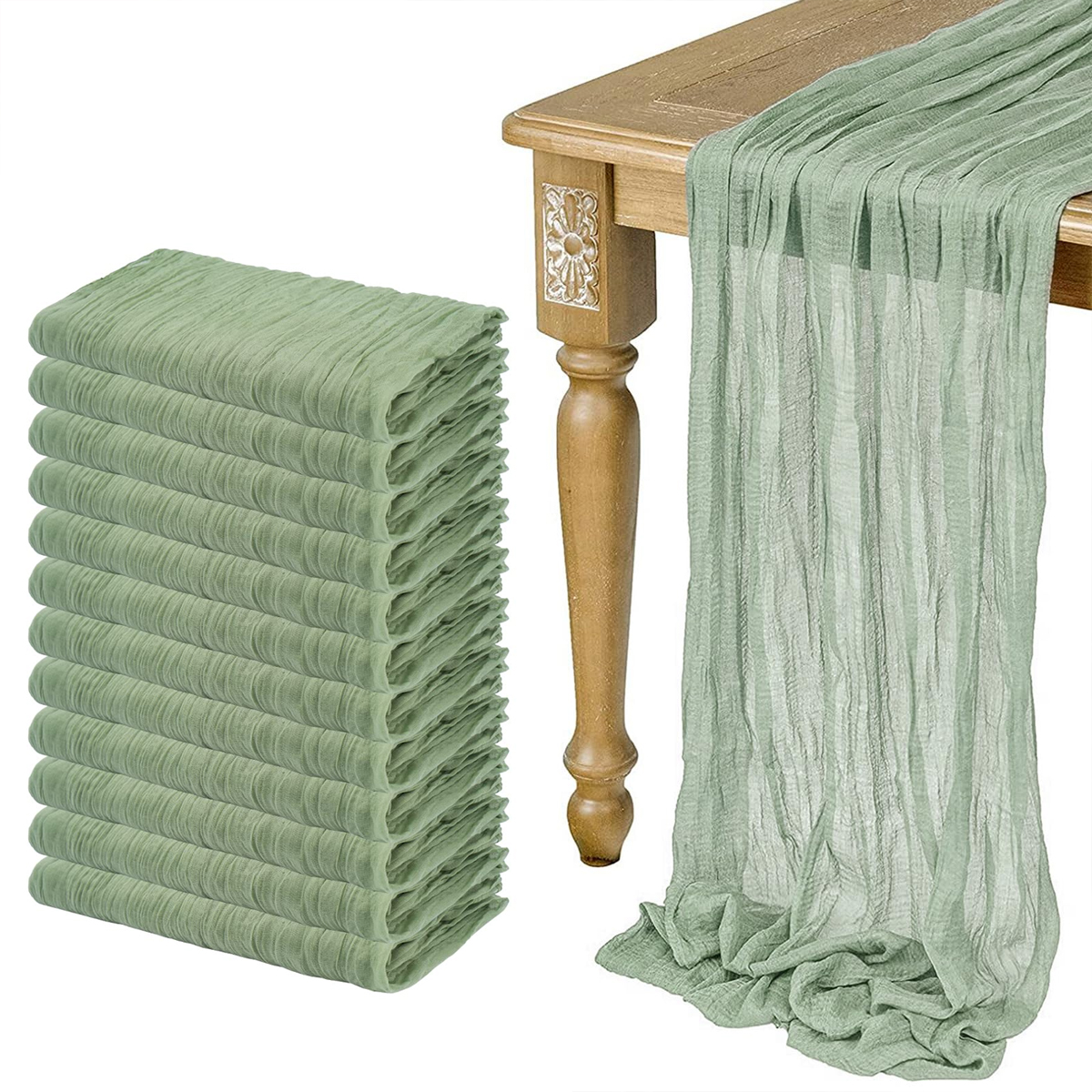 Löpare i gasväv, halvtransparent bomull, ostduk, bordslöpare, vintage, bröllopsdekoration, banketter, valv, retro, boho-dekor