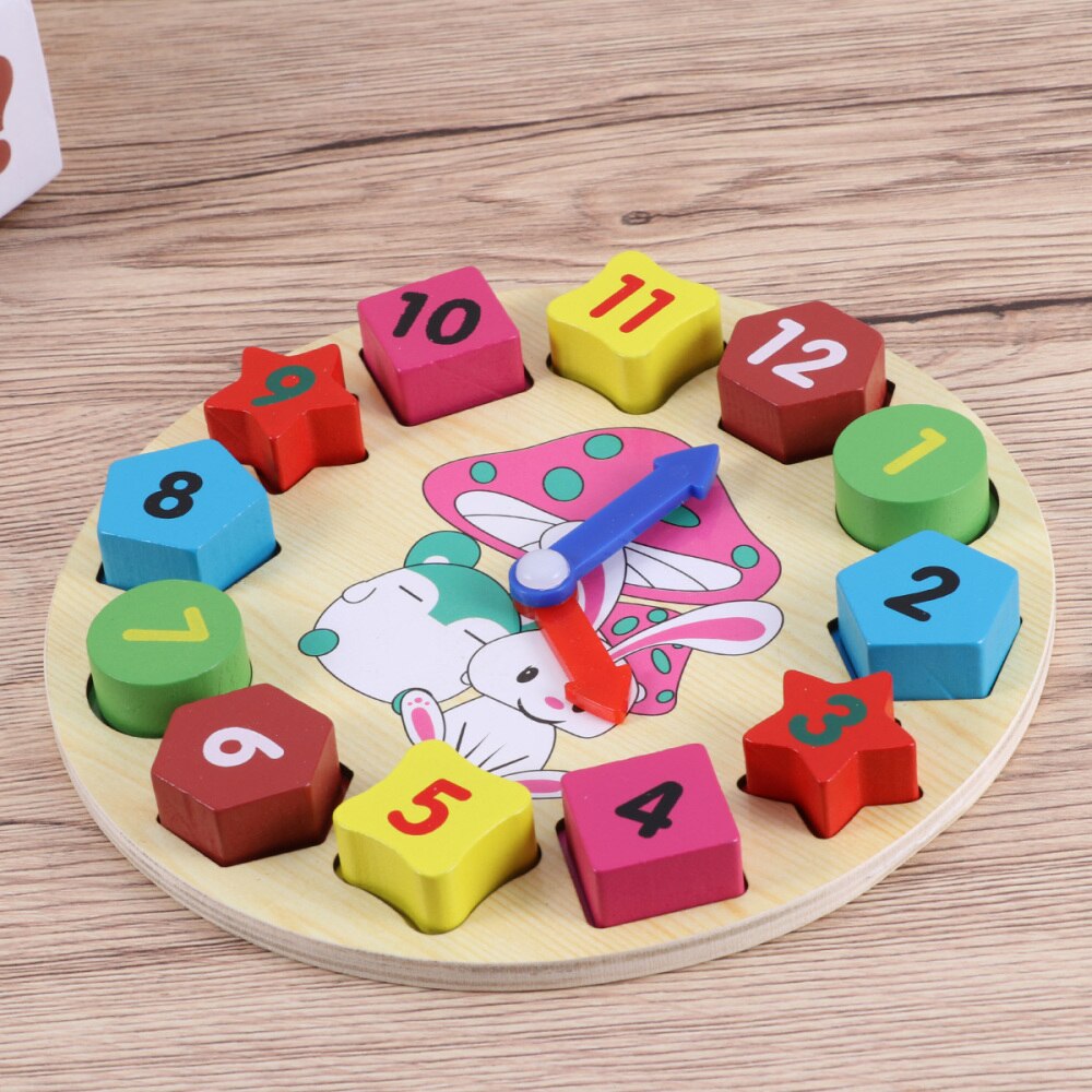 1 Pc sortowanie zegar montaż drewniane kolorowe zabawki edukacyjne liczba bloków czas nauki zegary dla chłopców dziewcząt