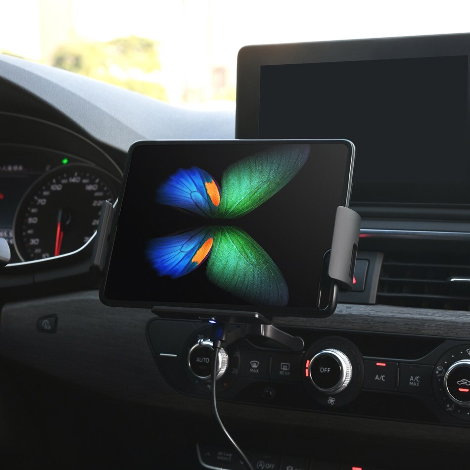 Qi voiture chargeur sans fil 10W serrage automatique support de téléphone pour Xiaomi Samsung Galaxy pli 10 9 iPhone XR XS 11 Huawei Mate X