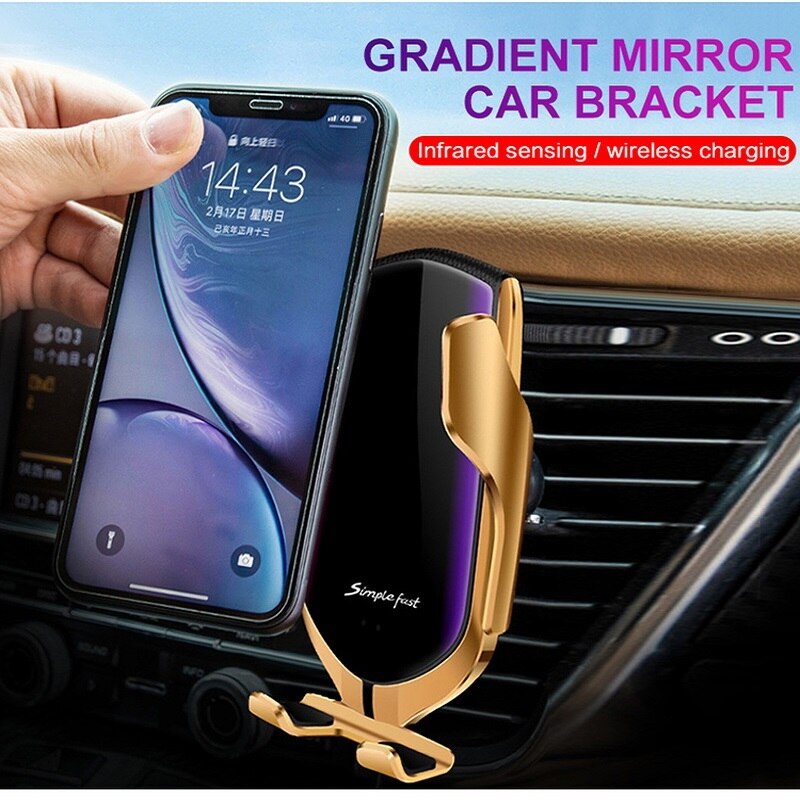 Wireless Car Charger Holder QI Mount Infrared Sensor Fast Charging for Samsung S10 S9 S8 iPhone X XR XS11 8 Automatic Clamping