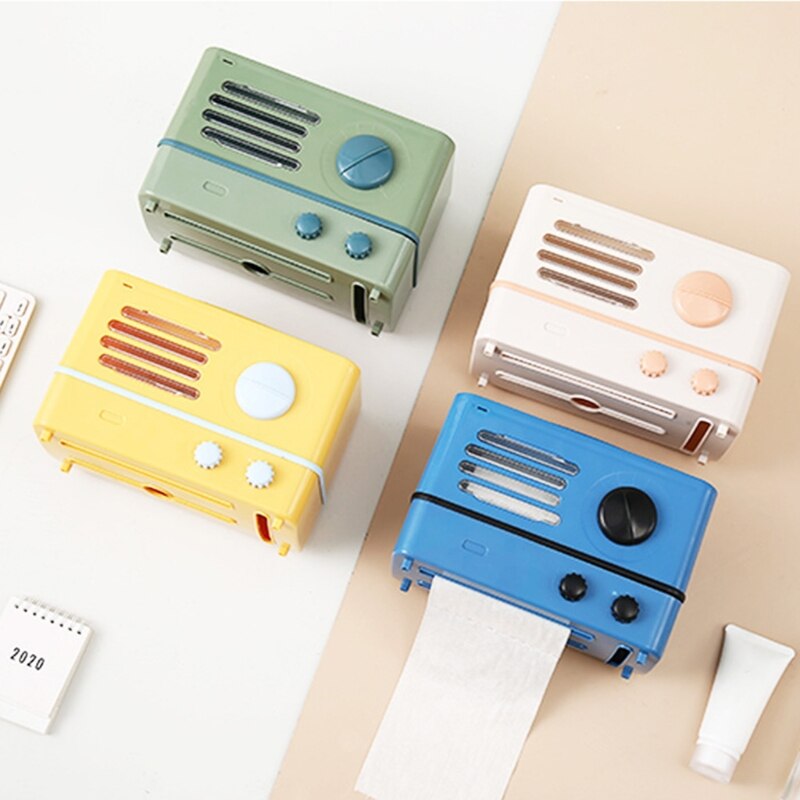 Radio Shape Toilet Paper Holder Waterproof Wall Mounted Roll Paper Tube Storage Box Tray Dispenser Shelf Bathroom