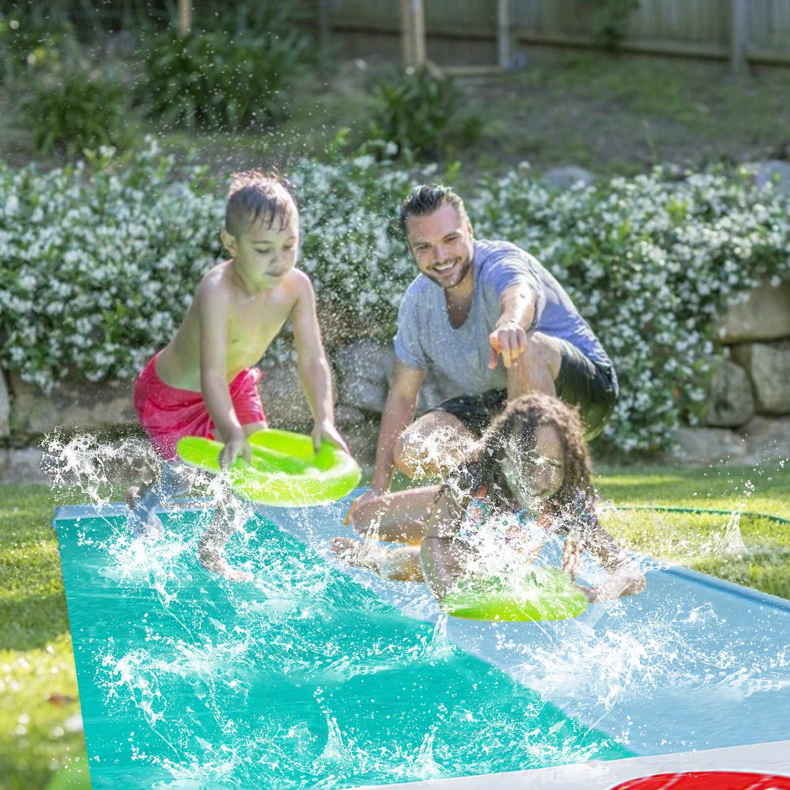 Walvis Waterglijbaan Water Splash Waterglijbaan Met Crash Pad Voor Kinderen Gazon Mat Voor Twee