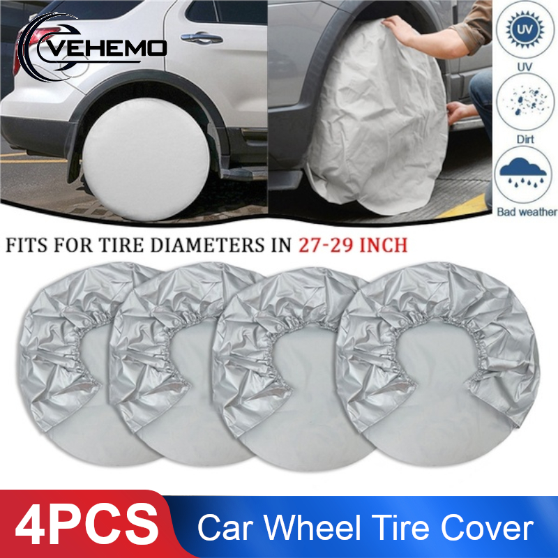 4PCS Useful 29" Wheel Tire Covers Waterproof Dustproof Sun Rain Snow Protector Truck Trailer RV Camper Motorhome Tire Covers