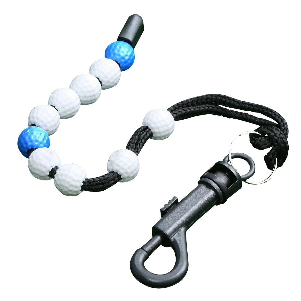 Golf score perler holdbare med clip putt bærbar counter remenber træningshjælp nylon kæde  l0703: Blå