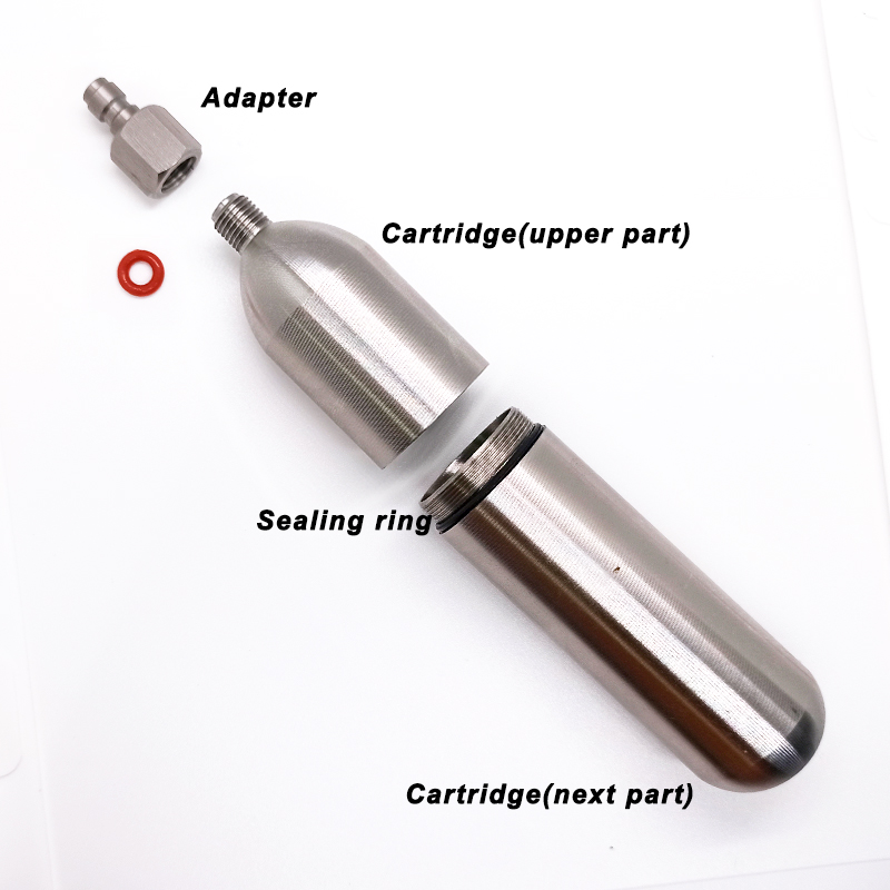 3/8-24unf 24g 45g 33g cartuchos de CO2 cilindro recargable de acero inoxidable de alta presión para entrenamiento de oxígeno chaleco de rescate de buceo