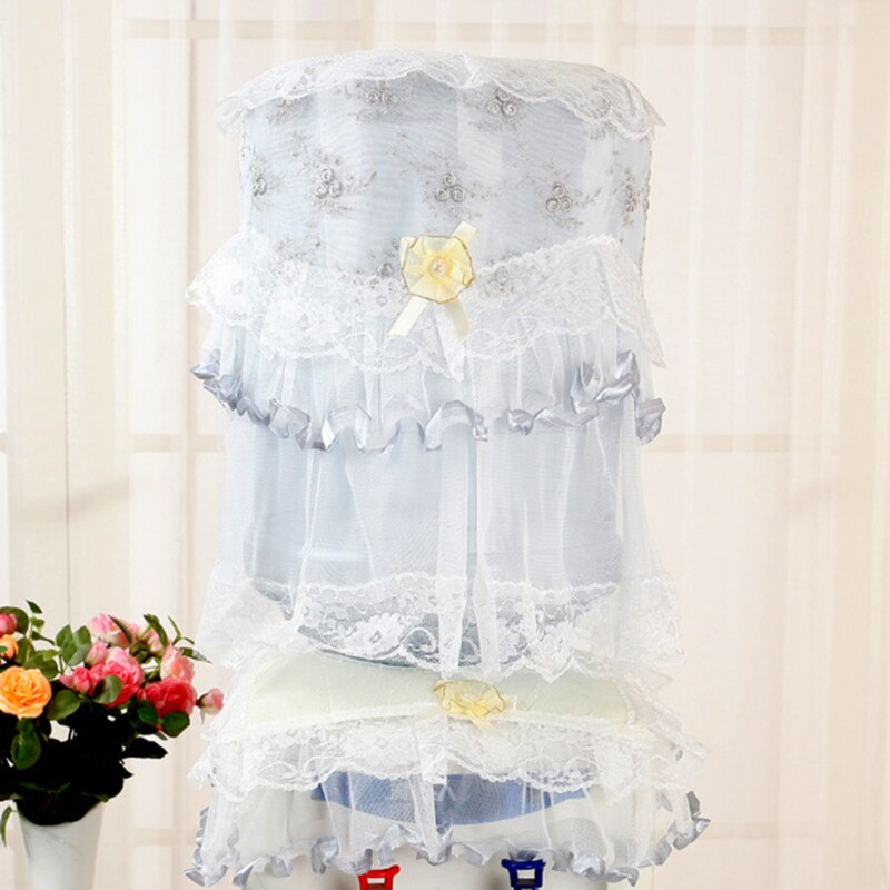1Pcs Country Plum Blossom Lace Fabric Water Dispenser Dust Cover Water Dispenser Cloth Cover Bucket Cover: gray
