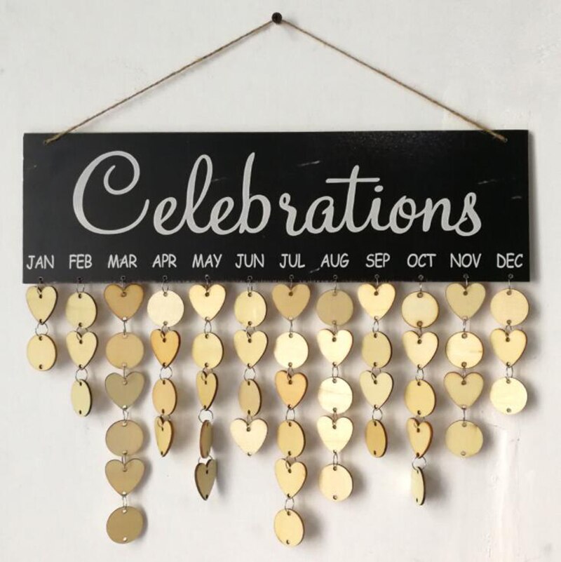 bricolage familles amis tenture murale calendriers décor anniversaire imprimé en bois calendrier maison suspendus décor bois calendrier: H