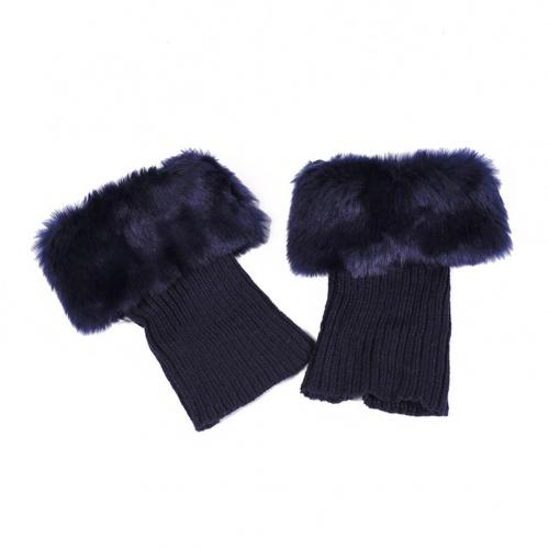 Bottes en dentelle chaussettes jambières pour femmes tricot bottes manchettes hiver bottes courtes couvre bottes plus chaudes guêtres: Marine Bleu