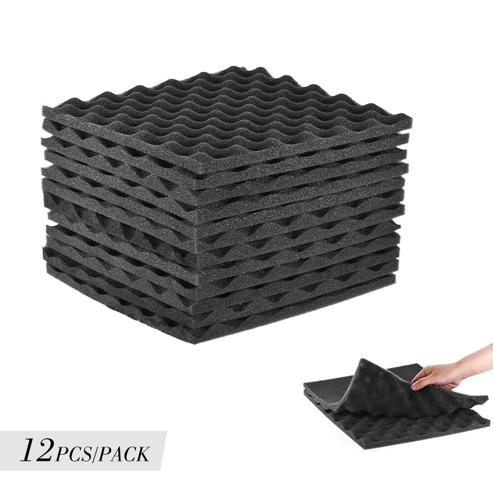 12/24 pakke akustiske skumpaneler lydisolering skum akustisk skum 30 * 30cm/ 12 * 12in akustiske skum lydabsorberende bomuld: 12 stk. mørkegrå
