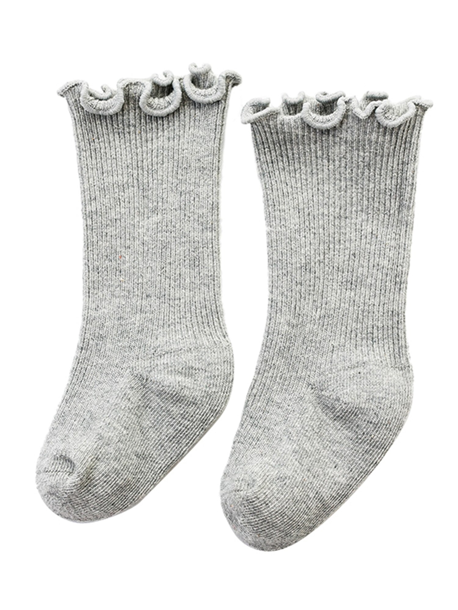 Baby Peuter Baby Katoenen Sokken, Warm Naadloze Effen Kleur Gebreide Ruffle Crew Sokken Voor Jongens Meisjes: E / Size M