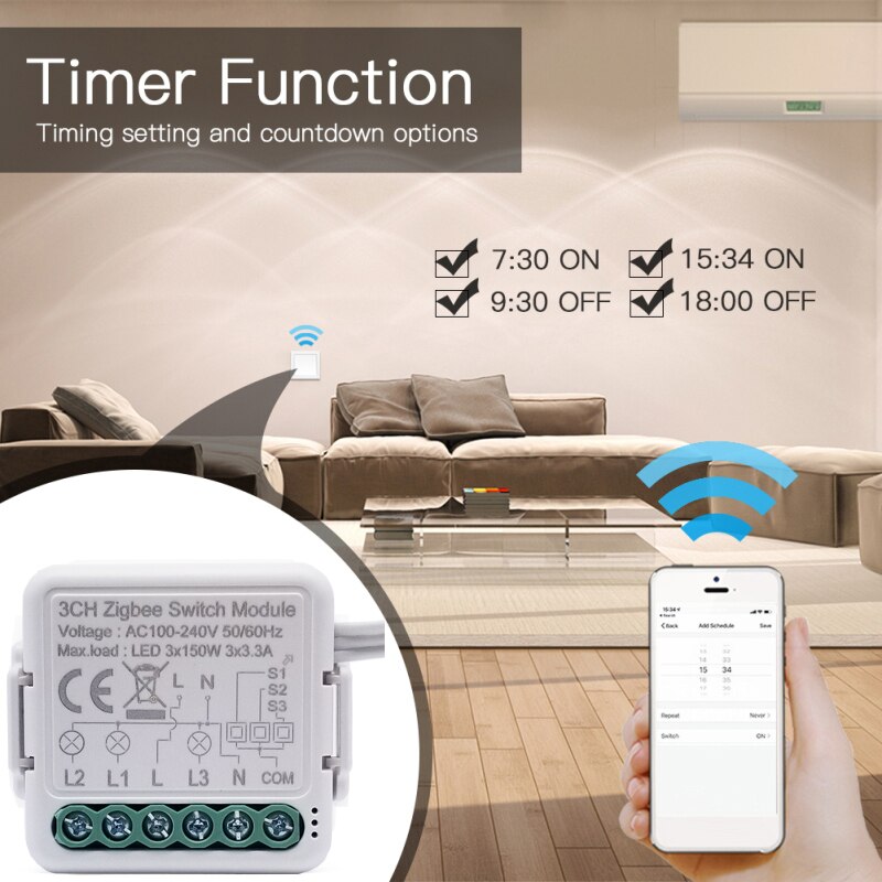 Tuya zigbee switch modul 3/4 gäng 110-240v kontroll ljus switch controller automation modul relä arbete med alexa/google home