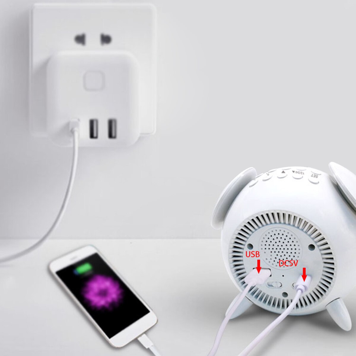 Våkne opp lys soloppgang vekkerklokke kan dimmes digital alarm med snooze-modus nattlys