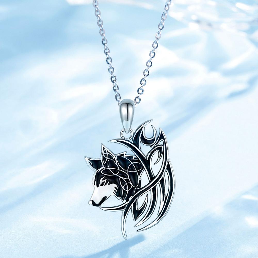 Eudora 925 sterling sølv sort ulv halskæde valknut odin 's symbol of norse viking war men'women vintage vedhæng smykker  d604