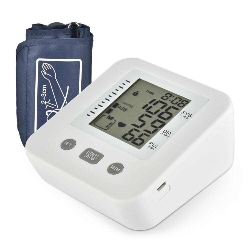 Electric Upper Arm Blood Pressure Monitor Digital Heart Beat Rate Pulse Meter Voice Alarm Automatic Blood Pressure Tonometer: no  english voice