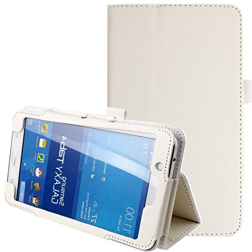 Para Samsung Galaxy Tab 4 7,0 plegable de cuero de la PU cubierta de la caja del soporte para Samsung Galaxy Tab 4 7,0 "Tablet SM-T230 SM-T231 caso: Blanco