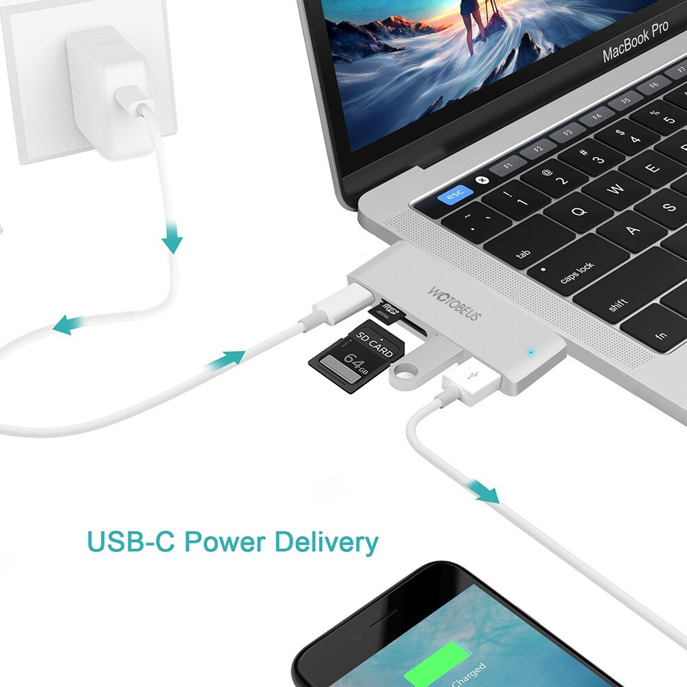 WOTOBE USB HUB Docking Station HUB HDMI Adapter 5 in 1 USB C to USB 3.0 Dock for MacBook Pro Accessories USB-C Type C Hub