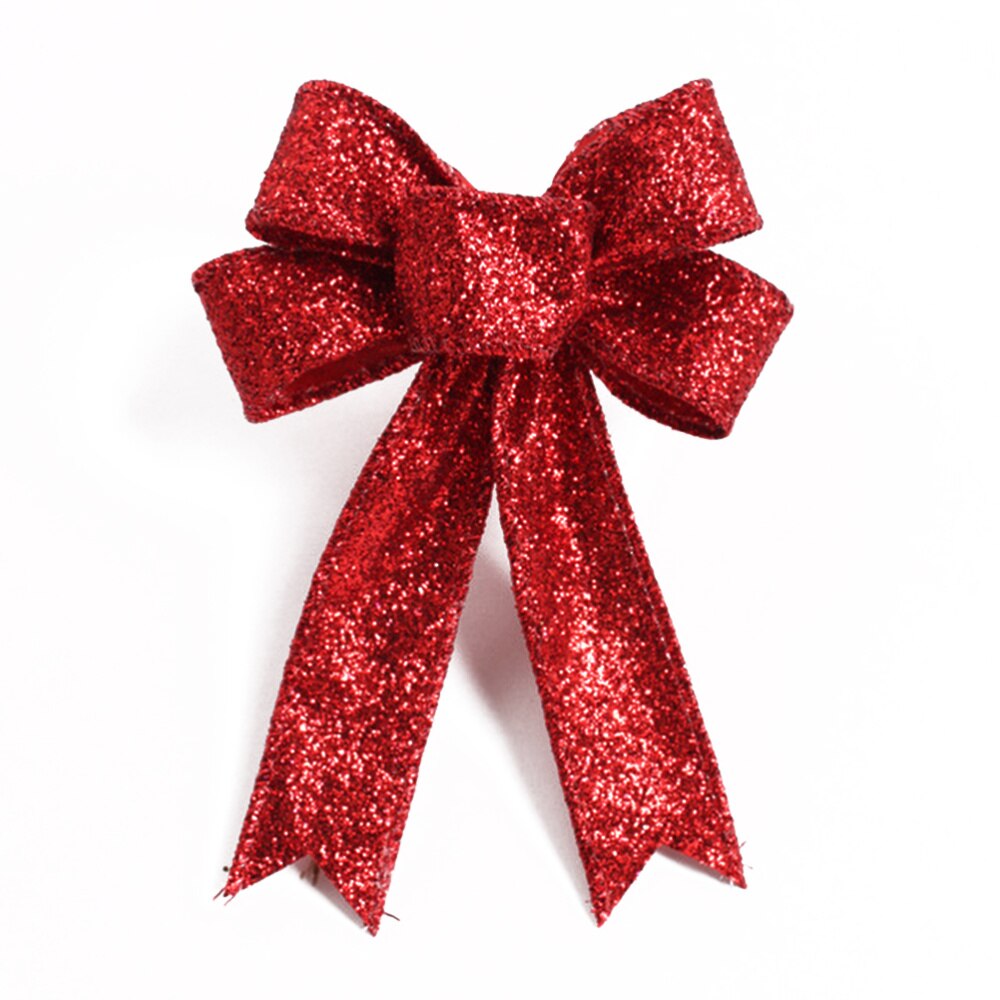 Guldglitter kunstig julesløjfe juletrækranse dekorationspynt (rød): Glitter rød