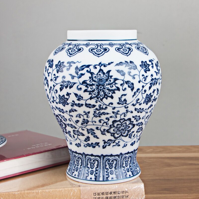 Jingdezhen generel tank antik krukke blå og hvid porcelæn keramisk opbevaringstank dekoration te snacks krukker