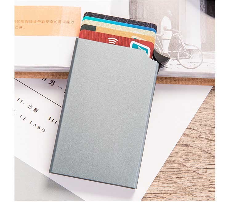 Automatische Credit ID Cardholder Aluminium Pop Up Brocking Card case Men Business Card Box Protect Metal Case Black Red: Gray