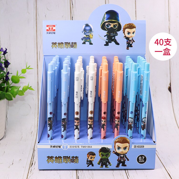 40 pcs/lot Hero Series Mechanical Pencil Cute Student Automatic Pen For Kid School Office Supply Promotional: 01864  0.7MM