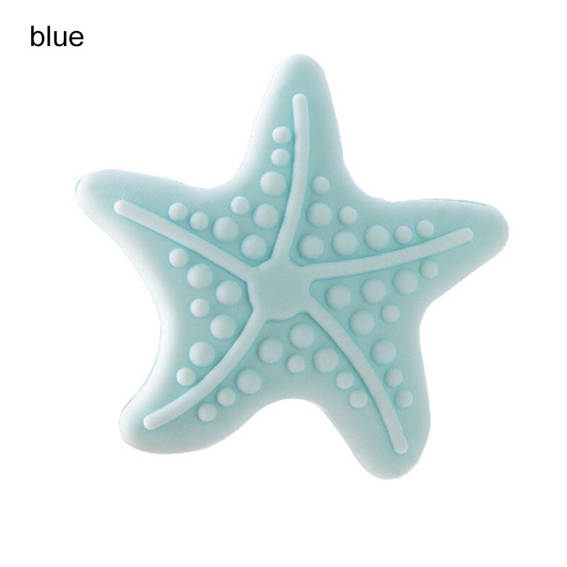 1Pcs Silicone Zelfklevende Deur Muursticker Zeester Modellering Muur Mute Verdikking Shock Pad Handvat Deurslot Beschermende mat: Blauw