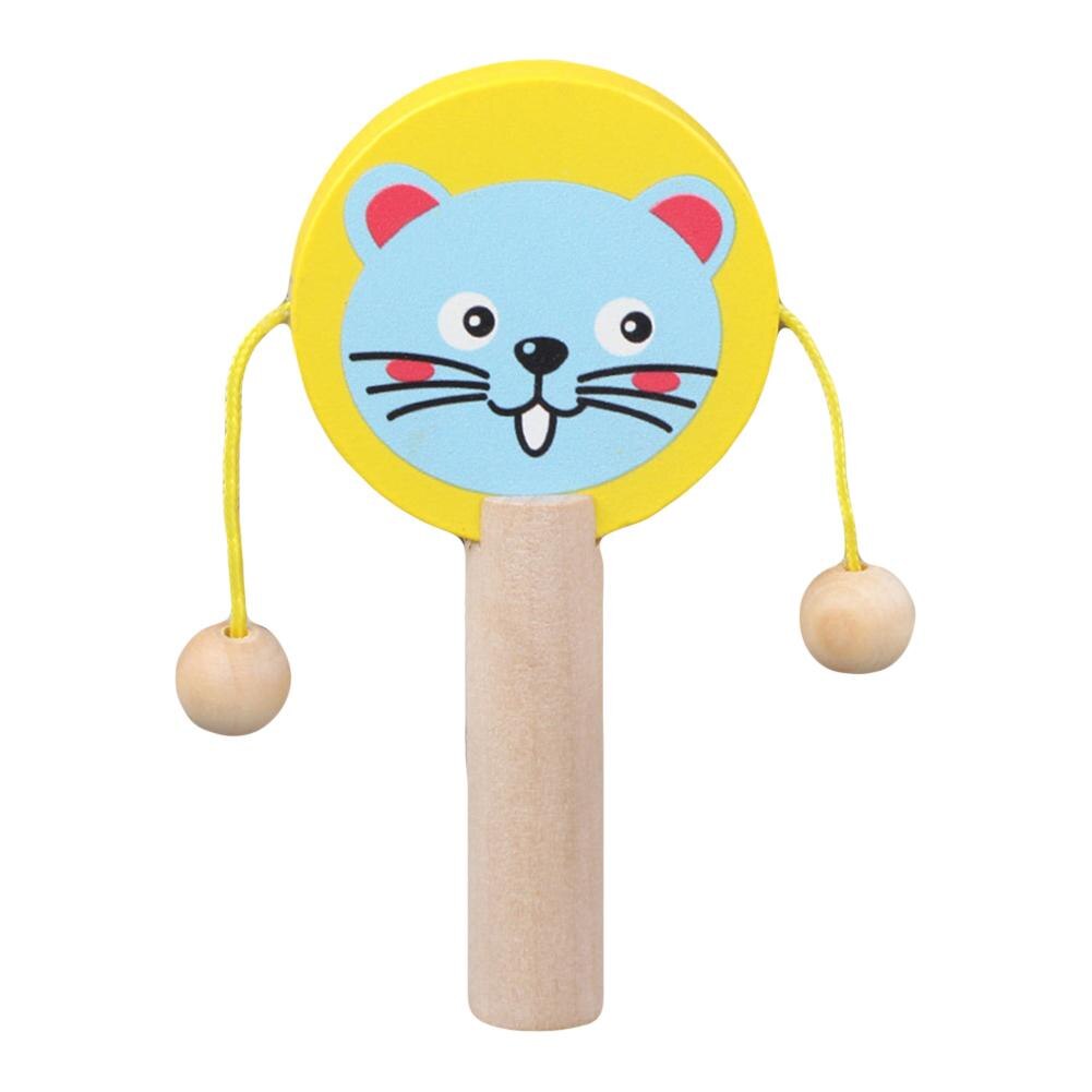 Cartoon Animal Wooden Handheld Musical Rattle Drum Shaker Education Baby Toy