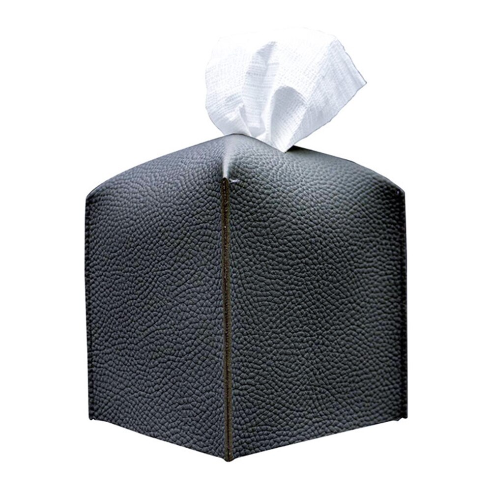 Caja de pañuelos cuadrada creativa para el hogar, Cube de cuero Pu de Color sólido, exquisito y moderno, almacenamiento para encimera de baño: BK